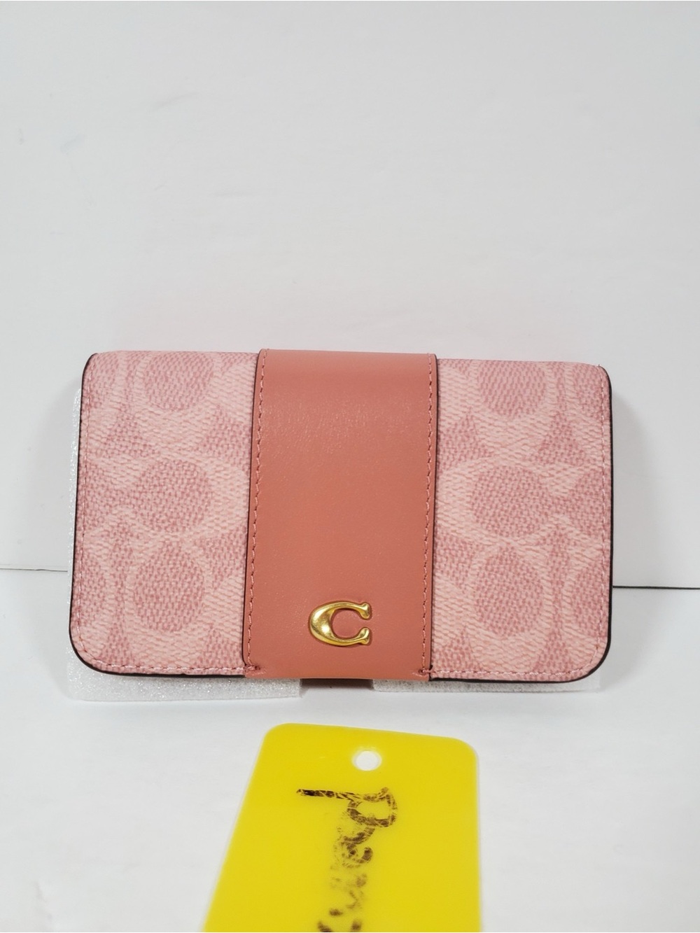 NWT Coach Essential Slim Card Case Signature Canvas Melon Pink Wallet